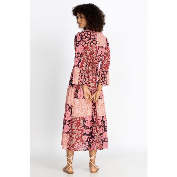 Johnny Was Workshop Flora Tie Back Midi Dress Pink Floral Size XL - Picture 2 of 14